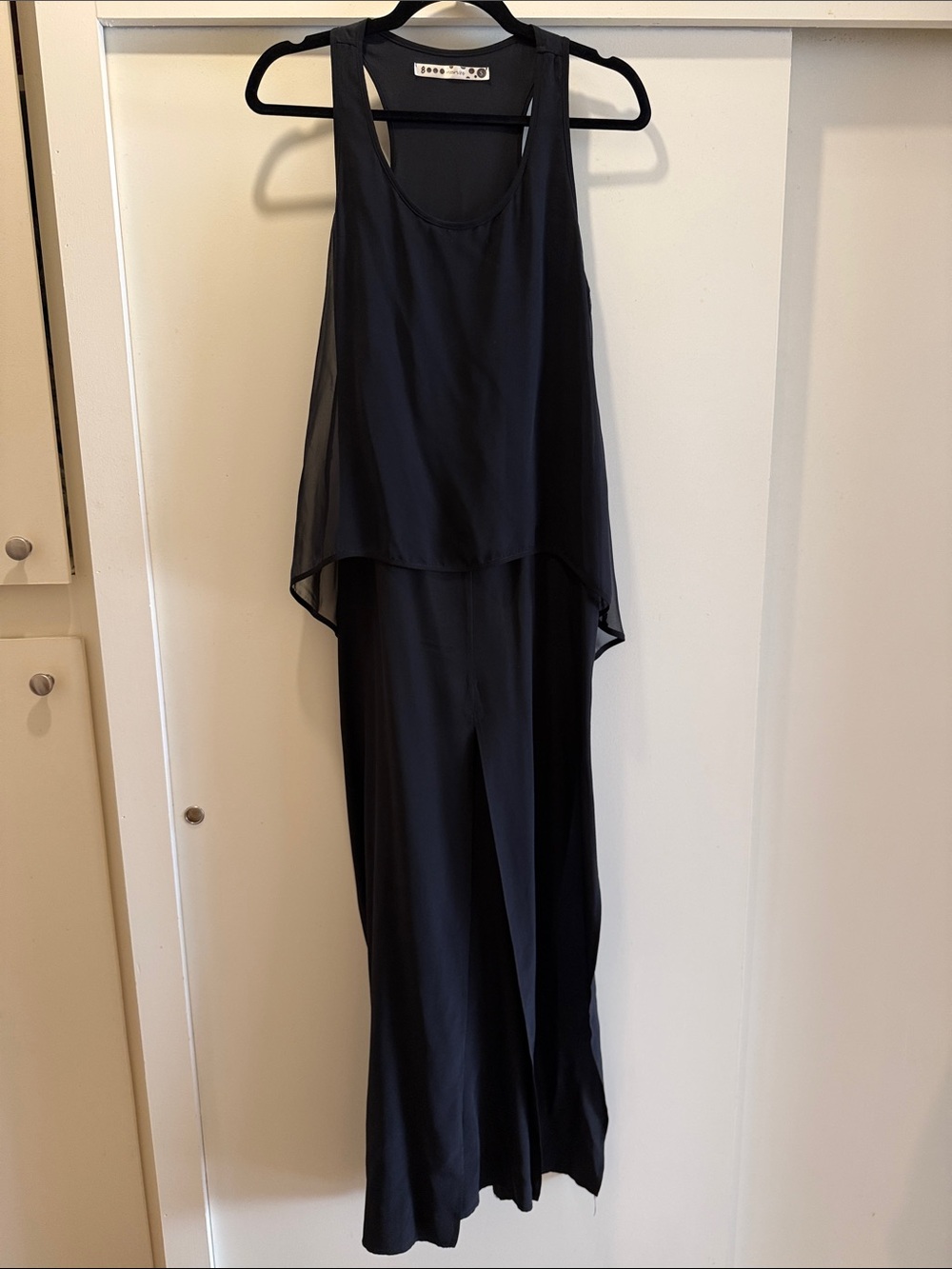Flowy Black Tank Maxi Dress with Chiffon Overlay